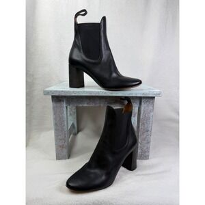 Chloe Black Leather Block Heel Chelsea Ankle Boots Made in Italy Size 38.5
